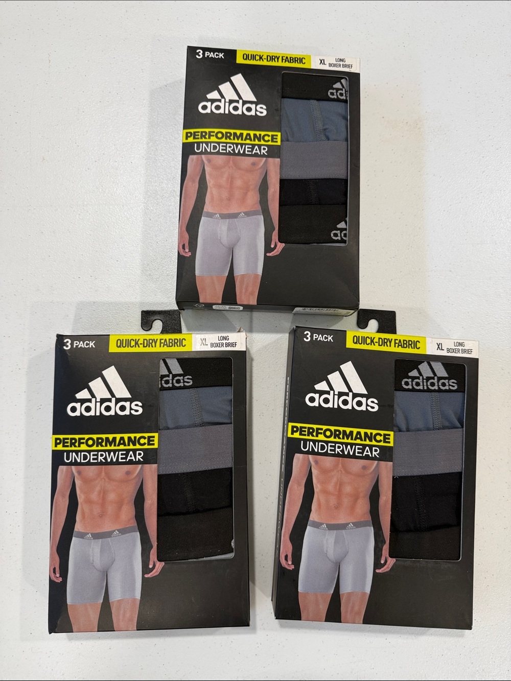 9 pairs - adidas Performance (3)  3-Pack Boxer Briefs - Black & Gray underwear